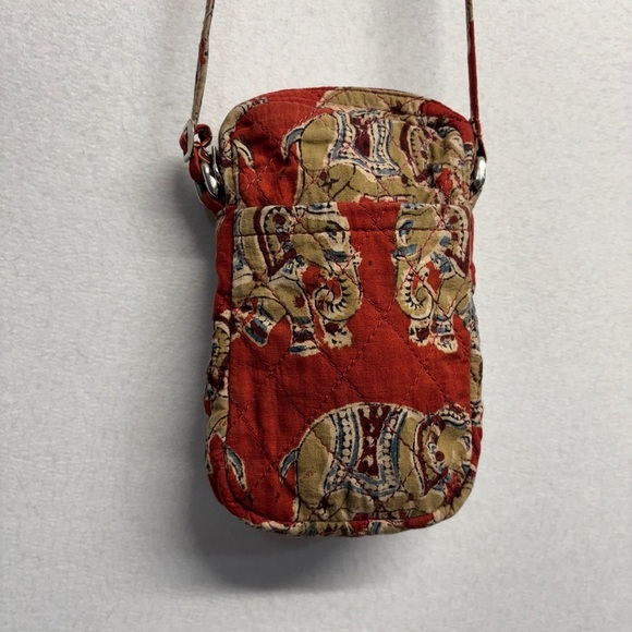 Green Jute Elephant Crossbody Mini Bag Red Cotton India - Picture 1 of 15